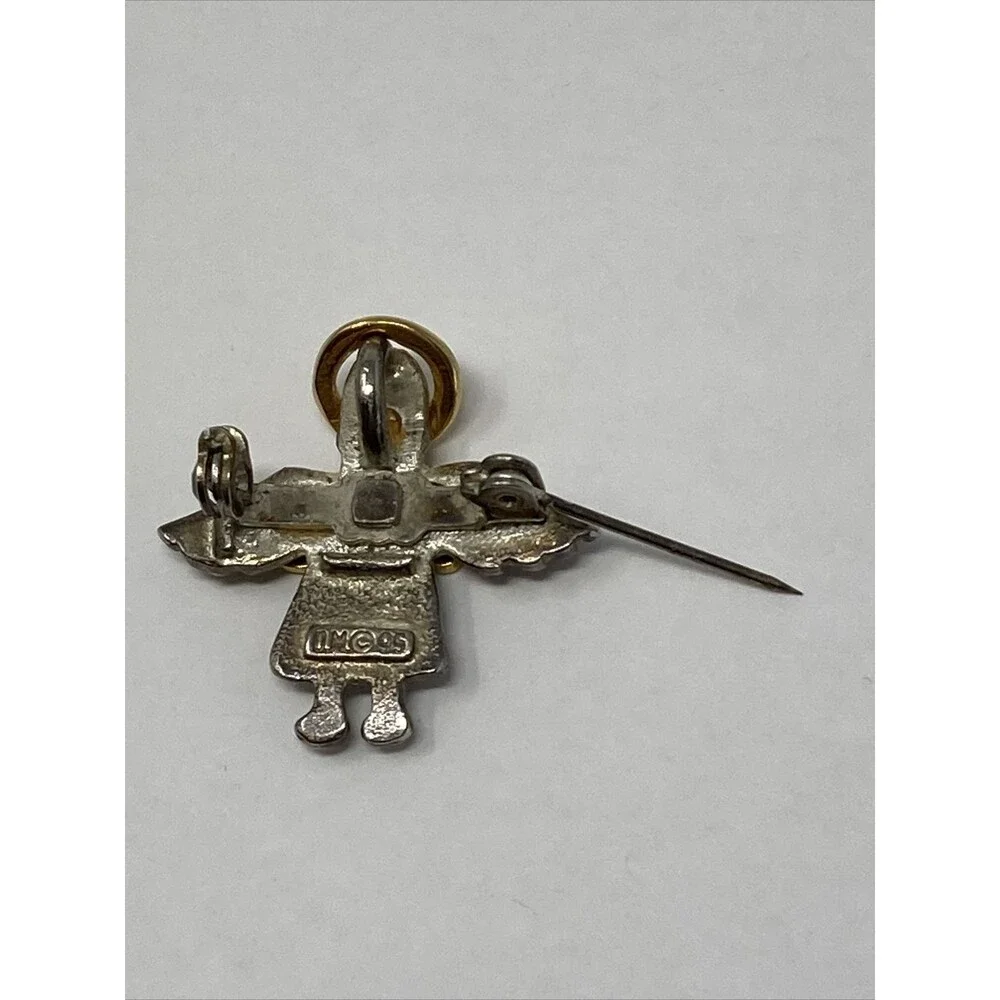 Angel Pin Brooch Vintage Signed IMO 95 Two-tone Gold Tone Silver Tone